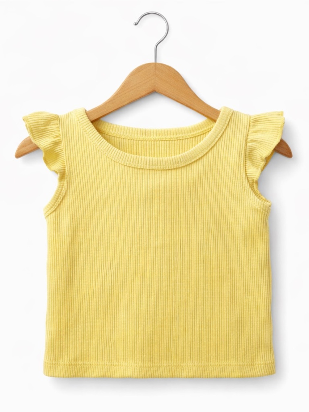 10/$15 Little Lass Yellow Ribbed T-Shirt - Ruffled Sleeves Size 3-6 Months